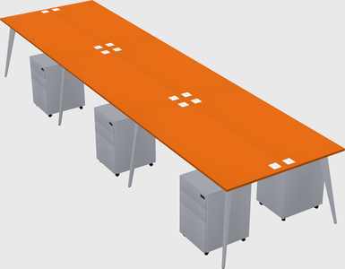 Shared rectangular office desk system