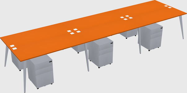 Shared rectangular office desk system