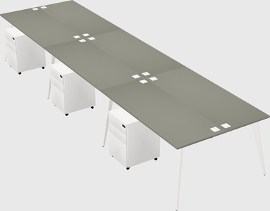 Shared rectangular office desk system