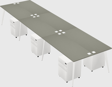 Shared rectangular office desk system