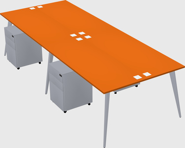 Shared rectangular office desk system