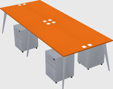 Shared rectangular office desk system