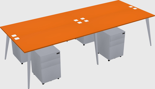 Shared rectangular office desk system