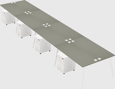 Shared rectangular office desk system