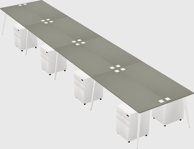 Shared rectangular office desk system