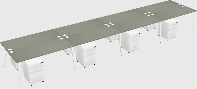 Shared rectangular office desk system