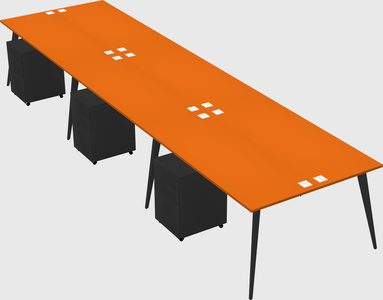 Shared rectangular office desk system
