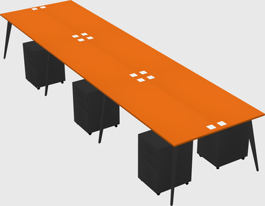 Shared rectangular office desk system