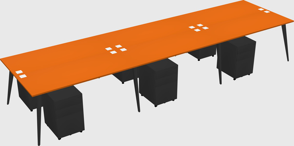 Shared rectangular office desk system