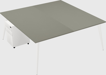 Shared rectangular office desk system