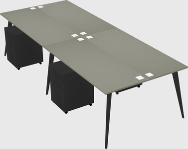 Shared rectangular office desk system