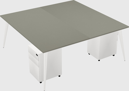 Shared rectangular office desk system