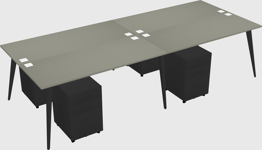 Shared rectangular office desk system