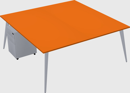 Shared rectangular office desk system