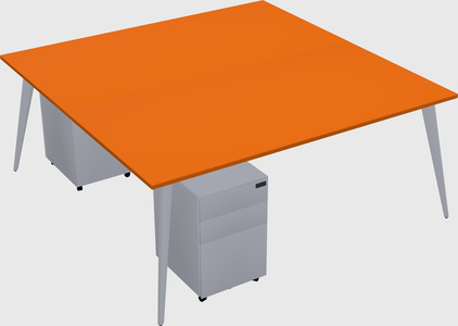 Shared rectangular office desk system