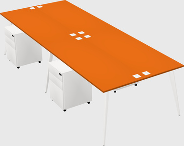 Shared rectangular office desk system