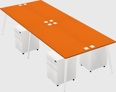 Shared rectangular office desk system