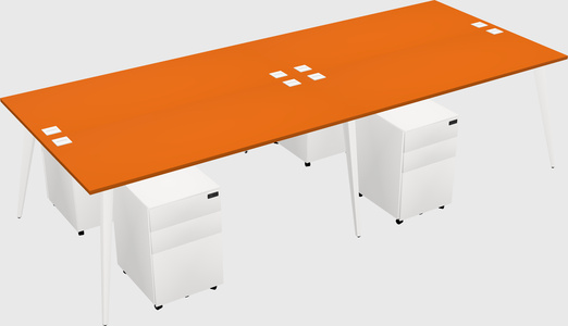 Shared rectangular office desk system