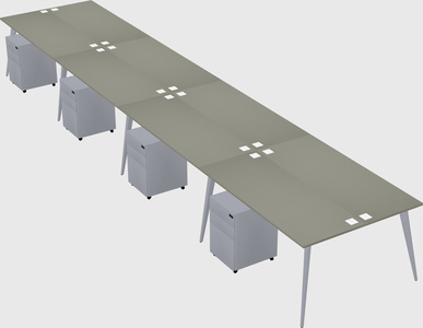 Shared rectangular office desk system