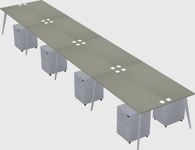 Shared rectangular office desk system