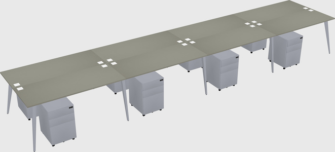 Shared rectangular office desk system