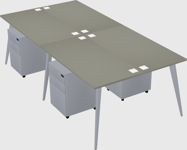 Shared rectangular office desk system