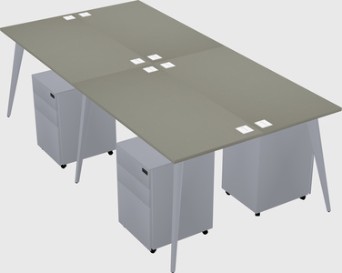 Shared rectangular office desk system