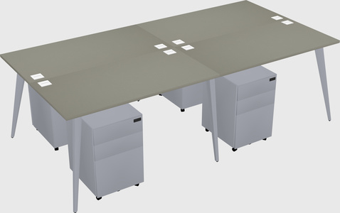 Shared rectangular office desk system
