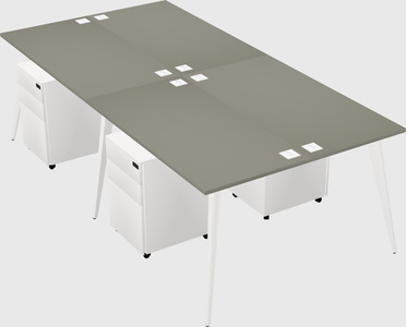 Shared rectangular office desk system