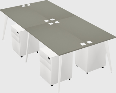 Shared rectangular office desk system