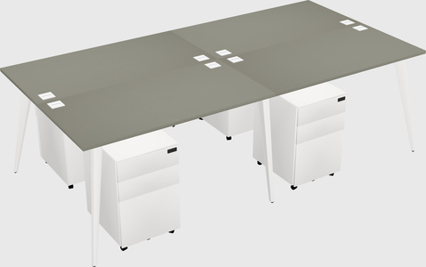 Shared rectangular office desk system