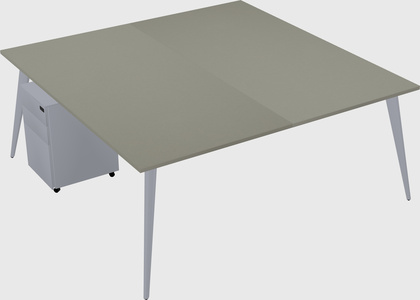 Shared rectangular office desk system