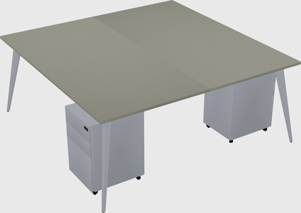 Shared rectangular office desk system