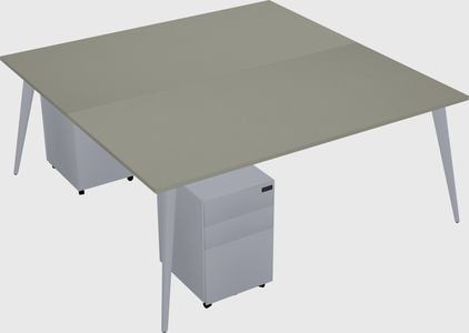 Shared rectangular office desk system