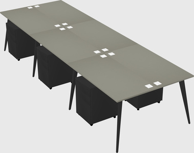 Shared rectangular office desk system
