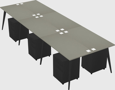 Shared rectangular office desk system