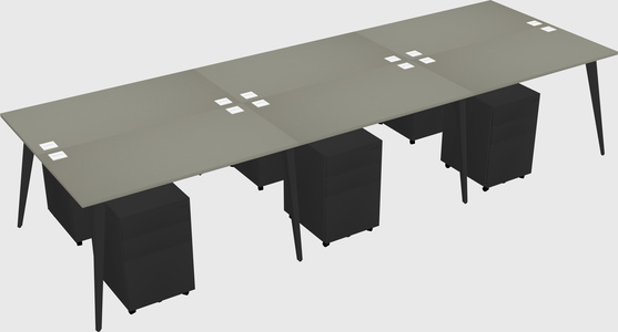 Shared rectangular office desk system