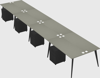 Shared rectangular office desk system