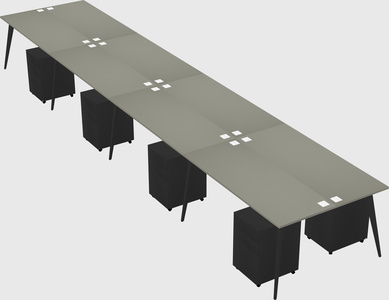 Shared rectangular office desk system