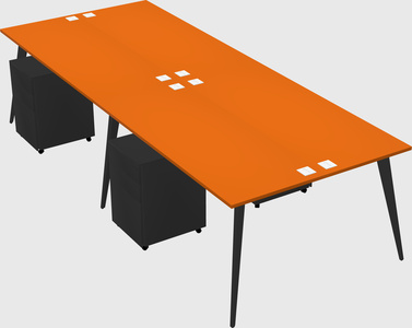 Shared rectangular office desk system