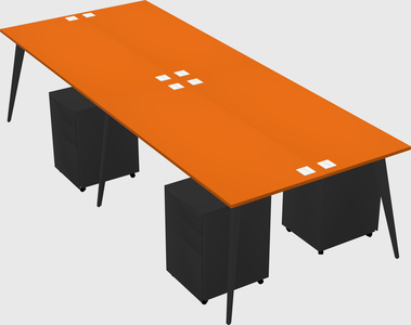 Shared rectangular office desk system