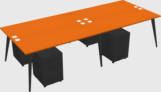 Shared rectangular office desk system