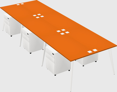 Shared rectangular office desk system