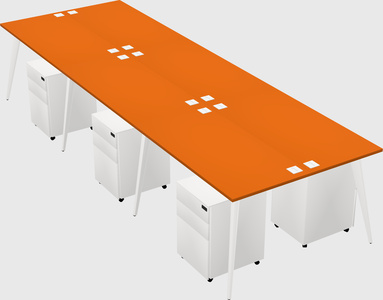 Shared rectangular office desk system
