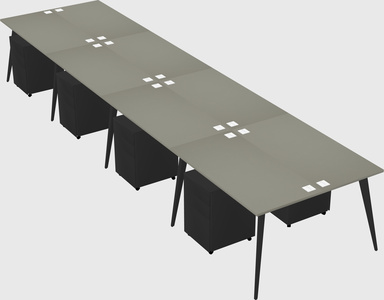 Shared rectangular office desk system