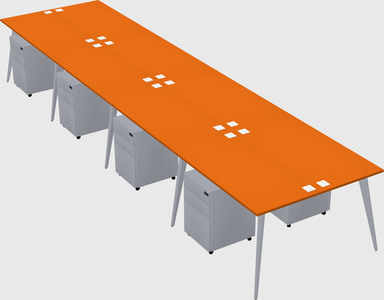 Shared rectangular office desk system