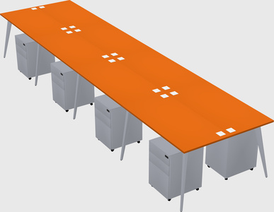 Shared rectangular office desk system