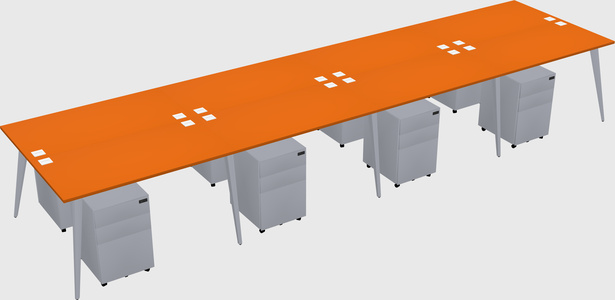 Shared rectangular office desk system