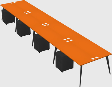 Shared rectangular office desk system