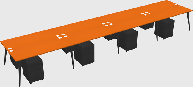 Shared rectangular office desk system